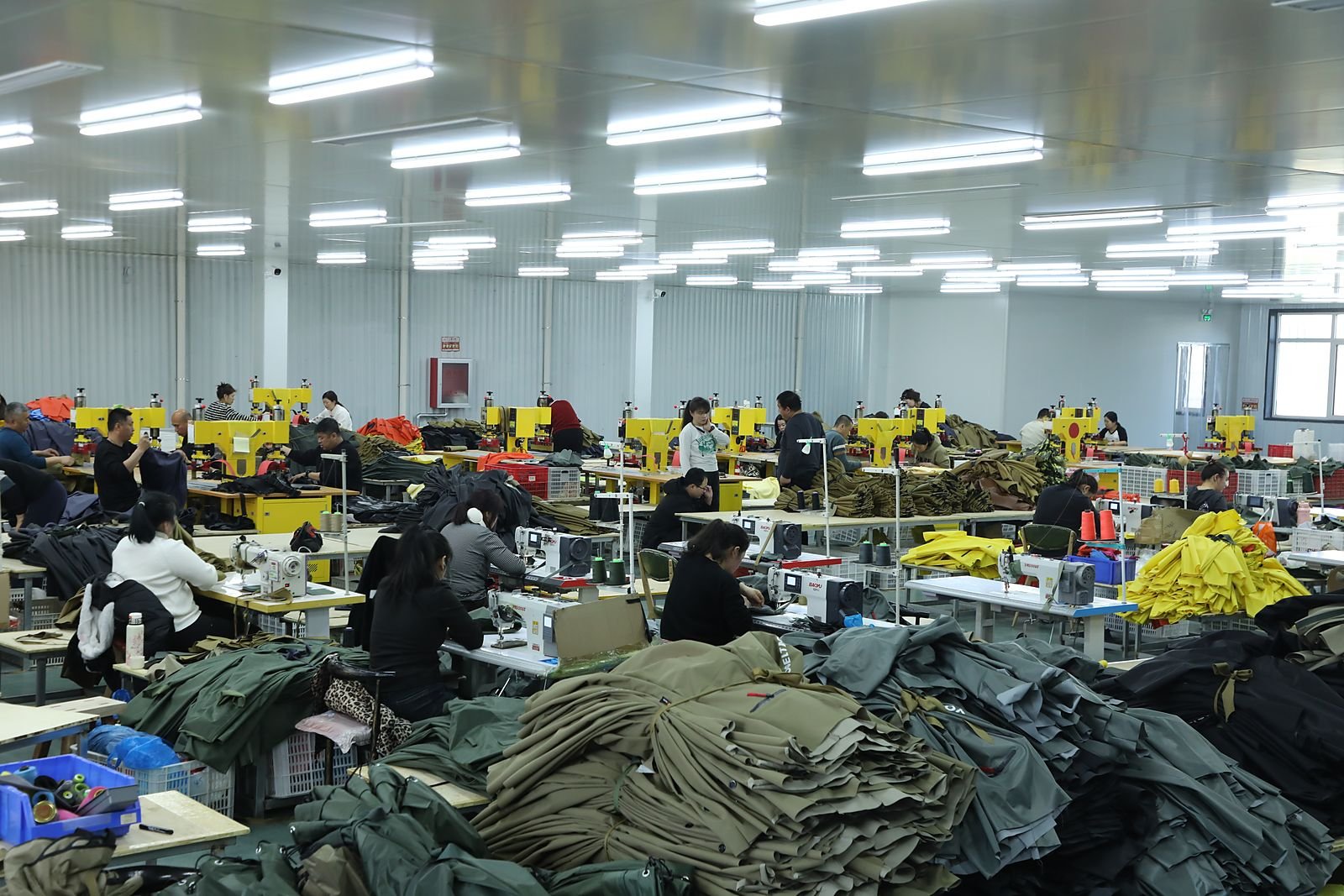 Kwavel waders production line in Hebei, China — cutting and assembly in-house