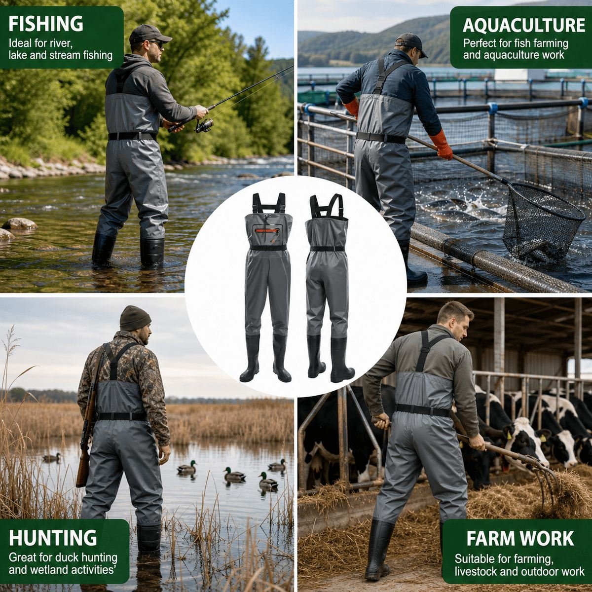 Kwavel lightweight nylon waders for fishing, aquaculture, hunting and farm work