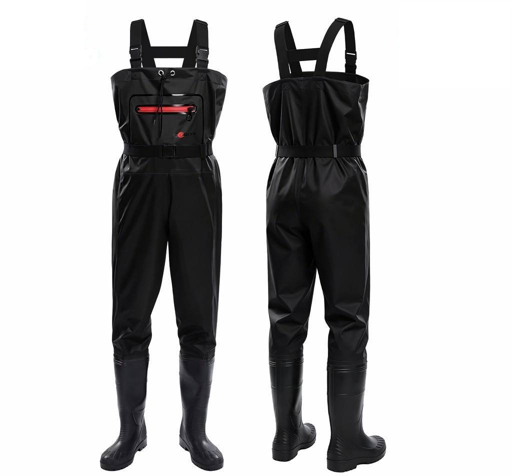 Kwavel lightweight nylon chest waders in black with thickened anti-slip short boots