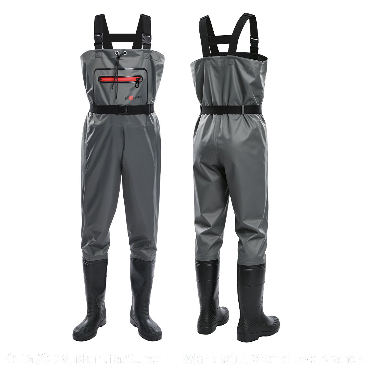 Kwavel lightweight nylon chest waders in grey with German-style high-top boots