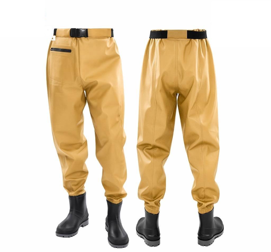 Kwavel PVC waist waders in khaki with thickened rhino-sole short boots