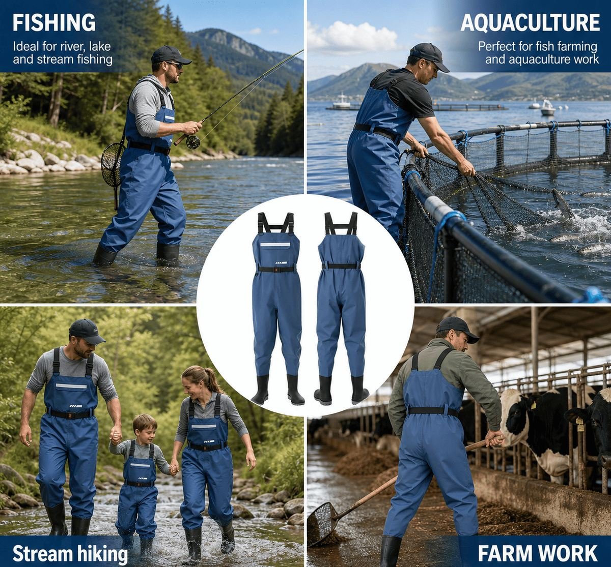 Kwavel taslan chest waders for fishing, aquaculture, stream hiking and farm work